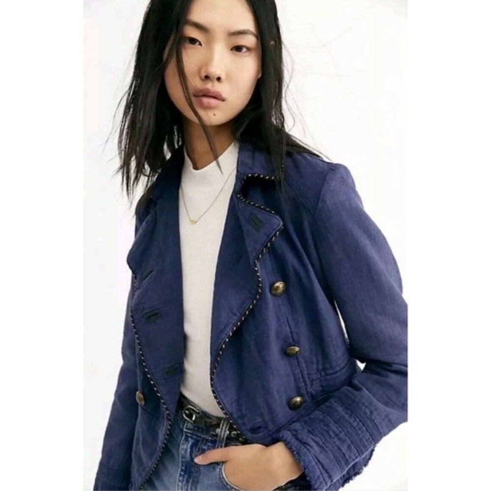 Free People Night Sky Cadet Military Crop Jacket
